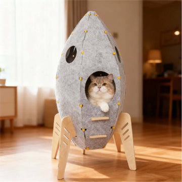 Rocket Cat House & Tower — Modern Space-Style Indoor Furniture for Cats