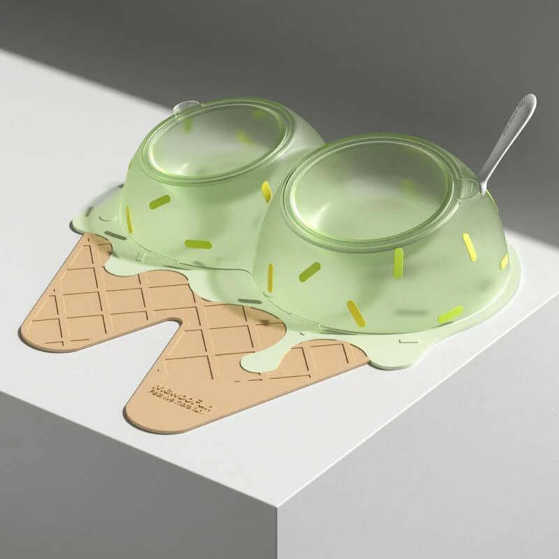 Ice Cream Cat Bowl – Ergonomic & Dual