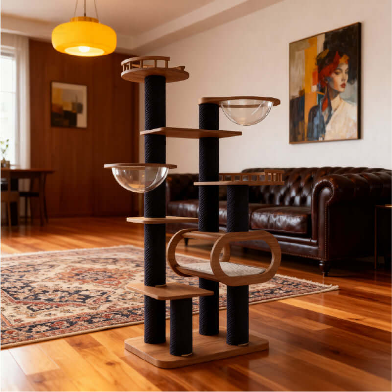 Large Solid Wood Cat Tower for Confident Climbers