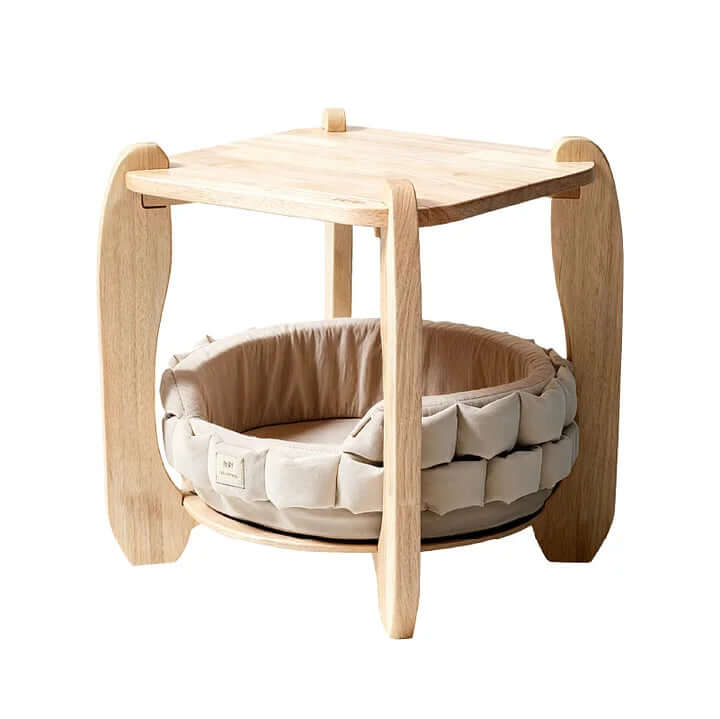 Solid Wood Cat End Table with Traditional Mortise-and-Tenon Craftsmanship