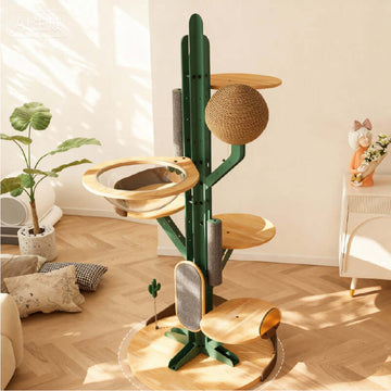 Sturdy DIY Cactus Cat Tree – Custom Cat Tower for Multi-Cat Families