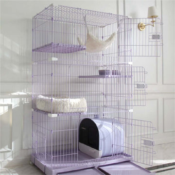 Elegant Purple Cat Cage – Safe, Fun & Multi-Layer Cat Home