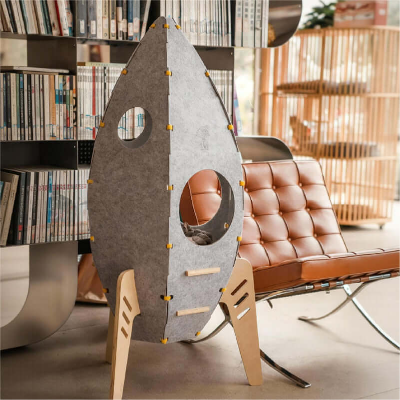 Rocket Cat House & Tower — Modern Space-Style Indoor Furniture for Cats