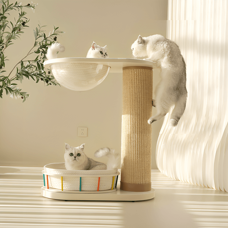 Space Capsule Cat Tree & Scratcher – Multi-Level Play & Rest