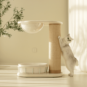 Space Capsule Cat Tree & Scratcher – Multi-Level Play & Rest