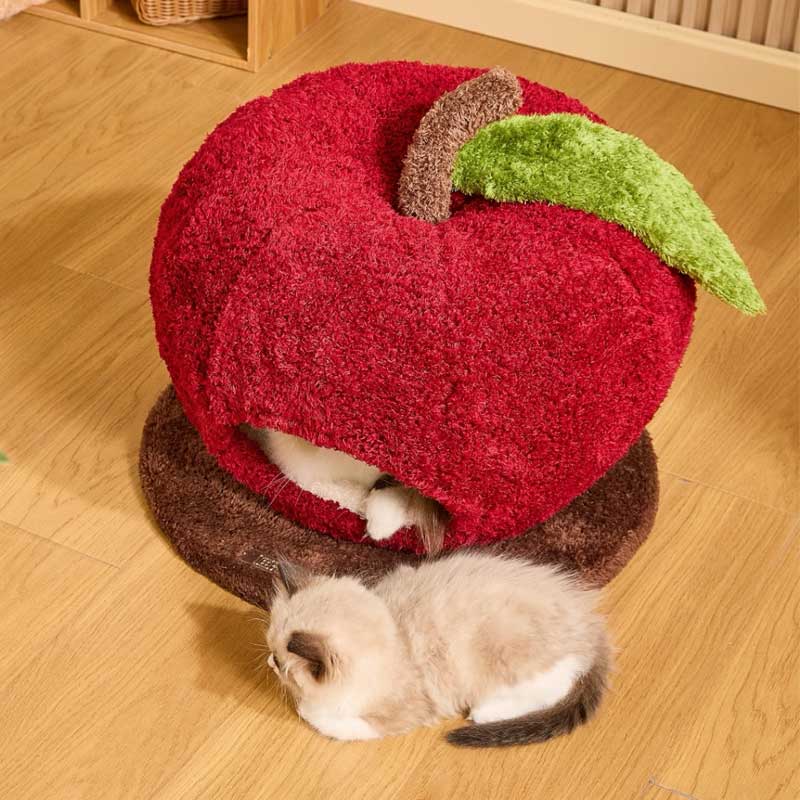 Apple Cat Cave Bed — Cozy, Cute, and Safe