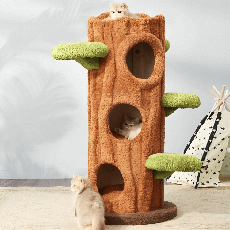 Luxury Cat Tree for Large Cats – Real Wood-Style Multi-Level Climbing Tower