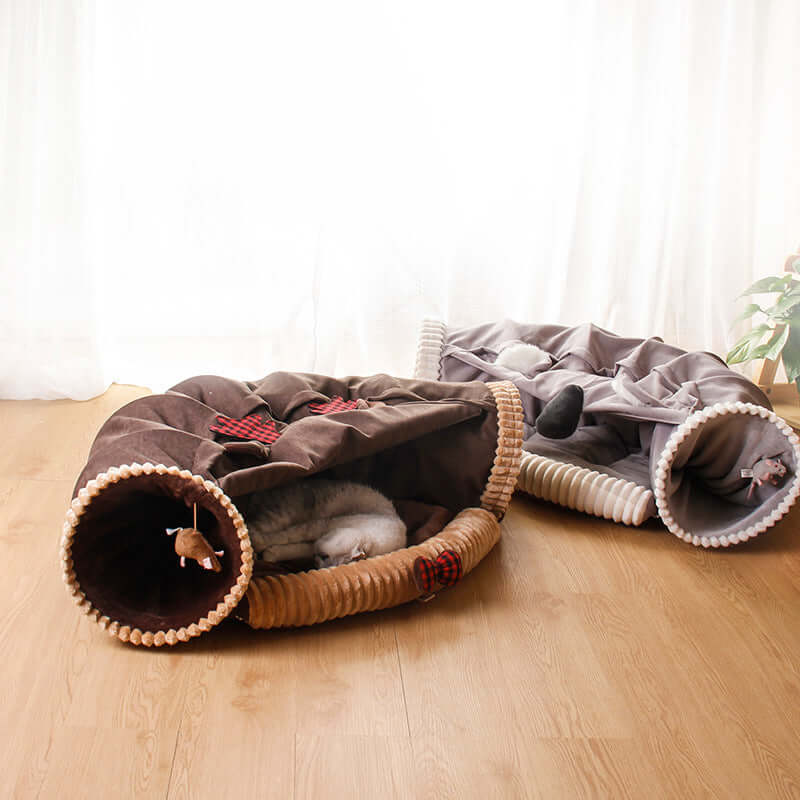 SnuggleTunnel Cat Bed – Cozy Tunnel Hideaway for Stylish Cats