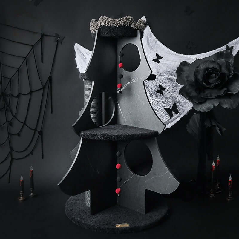 Halloween Gothic Multi-Style Cat Climbing Tree