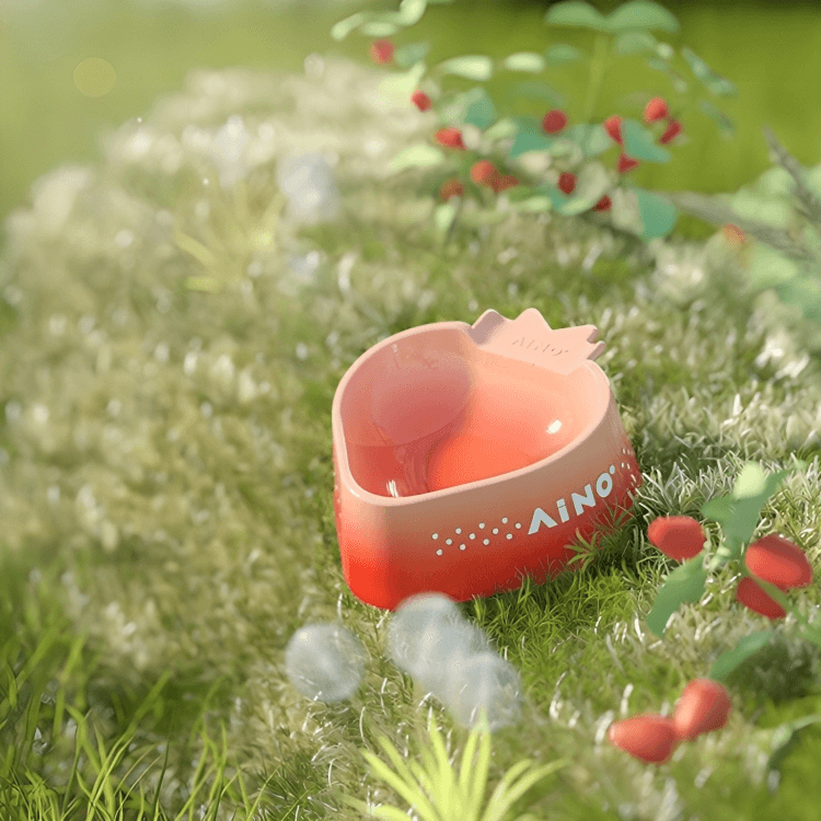 Strawberry Mousse Ceramic Cat Food Water Bowl