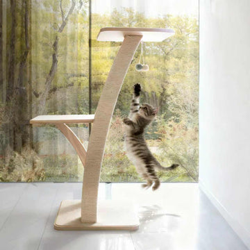Solid Wood Cat Tree – Elegant Indoor Tower for Modern Homes