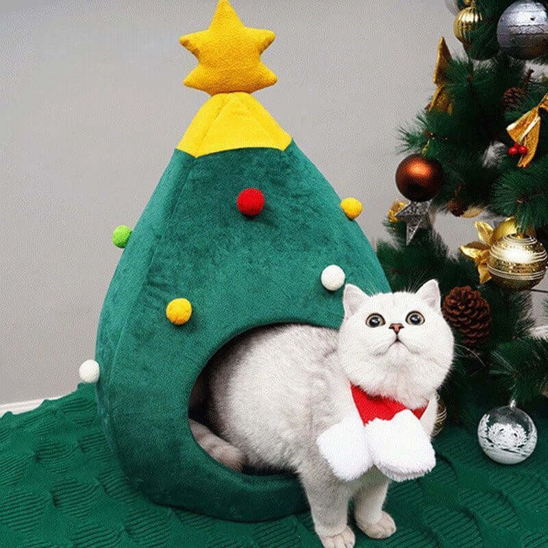 🎄 Cozy Christmas Cat Bed
