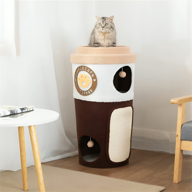 ☕ Coffee Cup Cat Tree Haven – Fun, Scratching & Lounging