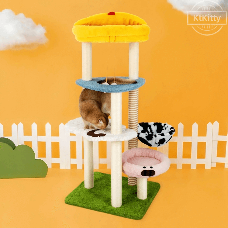 Farmyard Friends Cat Tree – Multi-Level & Cozy