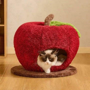 Apple Cat Cave Bed — Cozy, Cute, and Safe