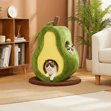 Avocado Cat Tree — Scratching Post and Cozy Bed Hideaway