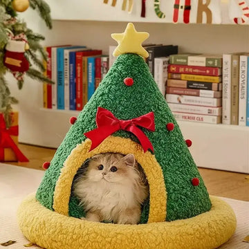 Cozy Christmas Cat Bed