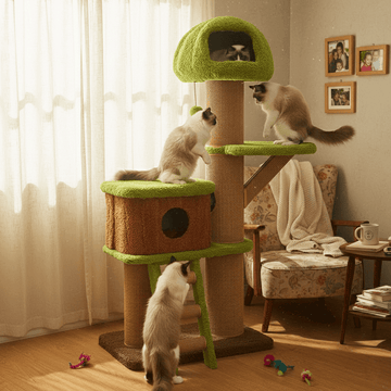 Forest Mushroom Cat Tree — Condo, Scratching Posts & Play Ladder