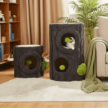 Multi-Functional Shared Living Stump: Designer Side Table, Stool, & All-in-One Cat Tree