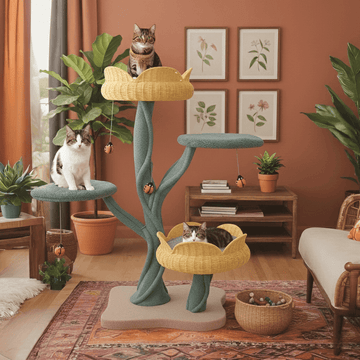 Yellow Tulip Cat Tree – Sturdy & Elegant